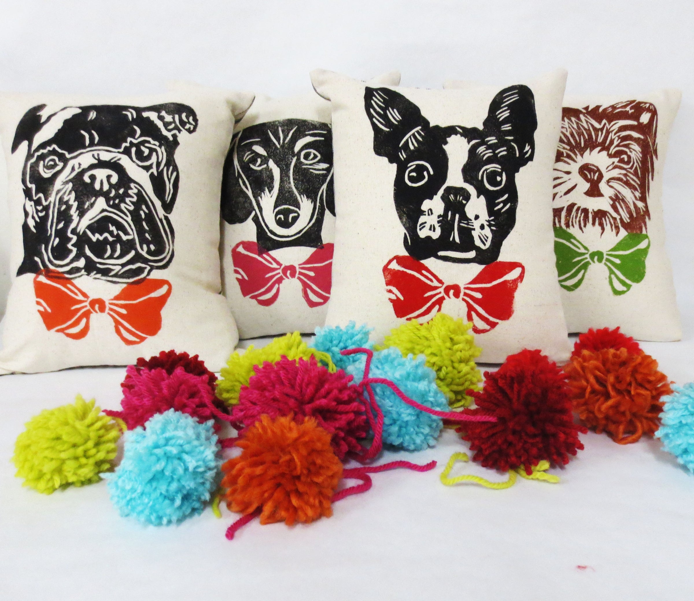 10 x 12 Hand Block Printed Dog Face Pillow Ecarlate Boutique